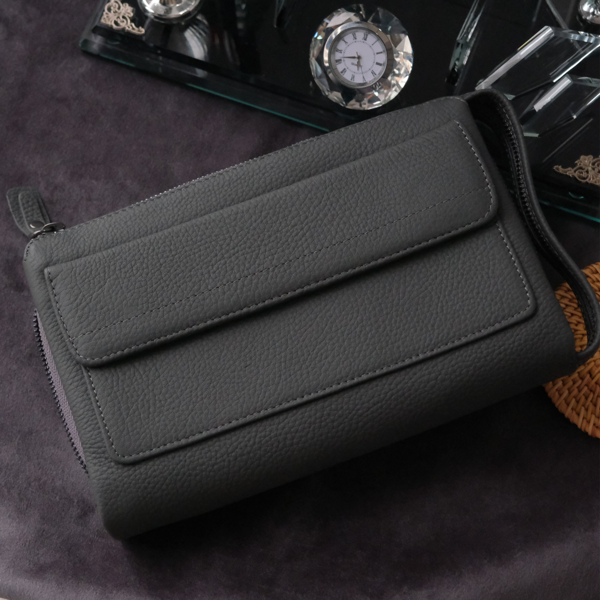 Hakiki Deri El Çantası Füme