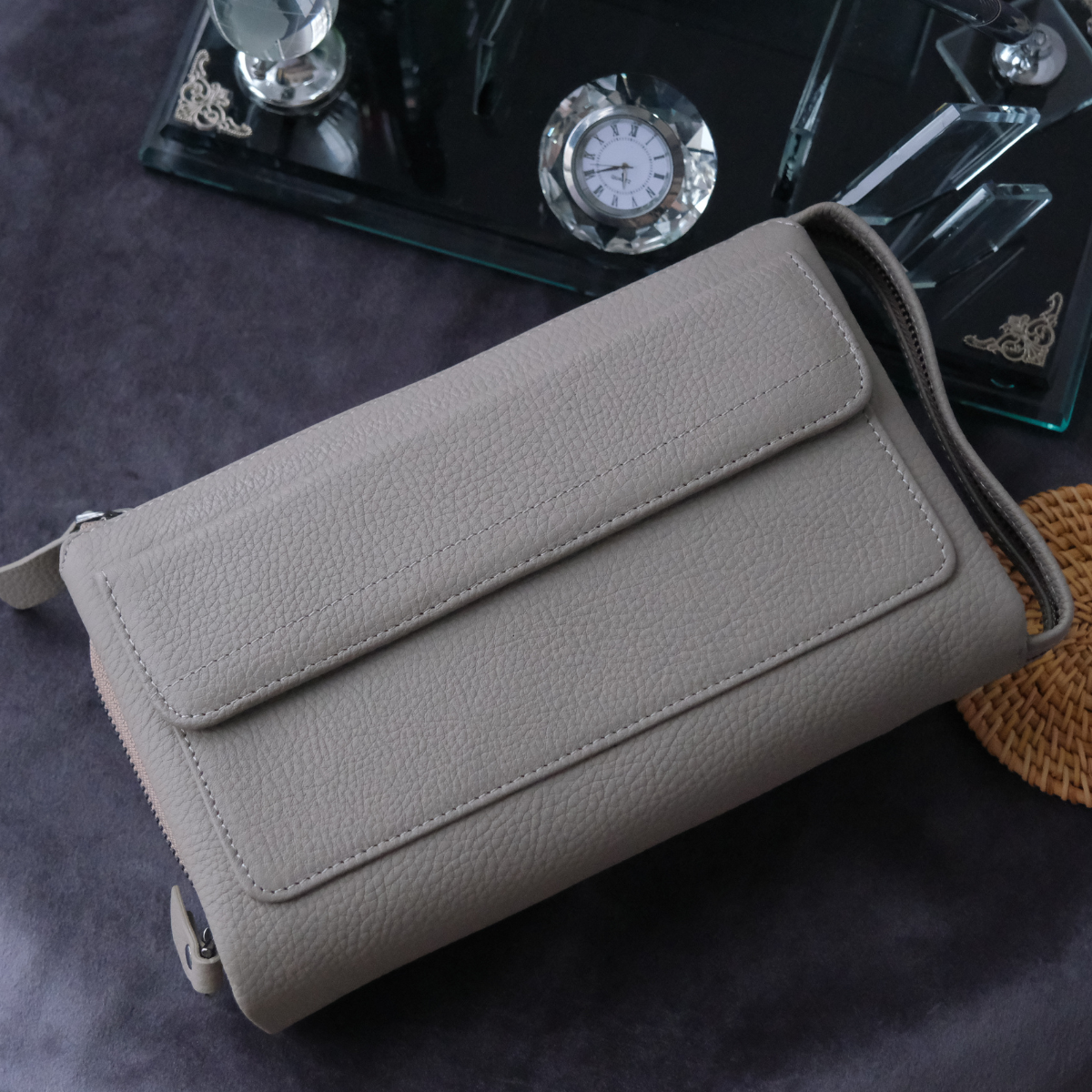 Hakiki Deri El Çantası Gri