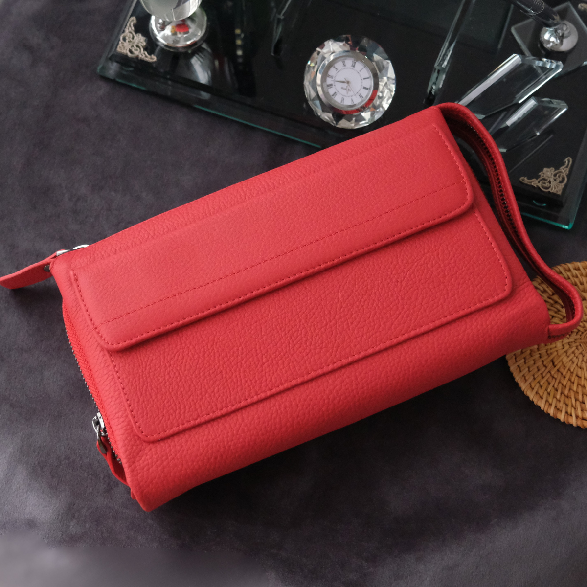 Hakiki Deriı El Çantası Kırmız