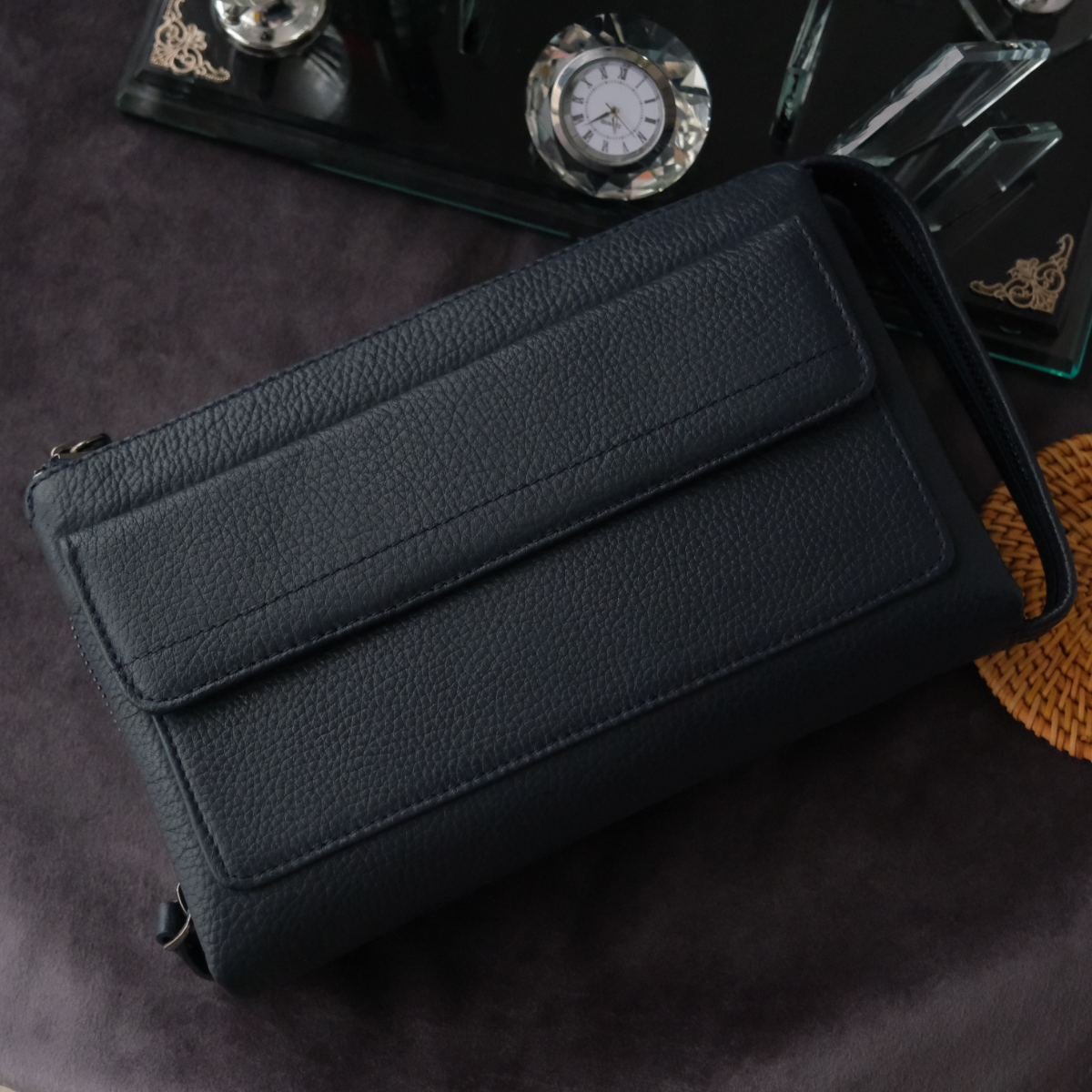 Hakiki Deri El Çantası Lacivert