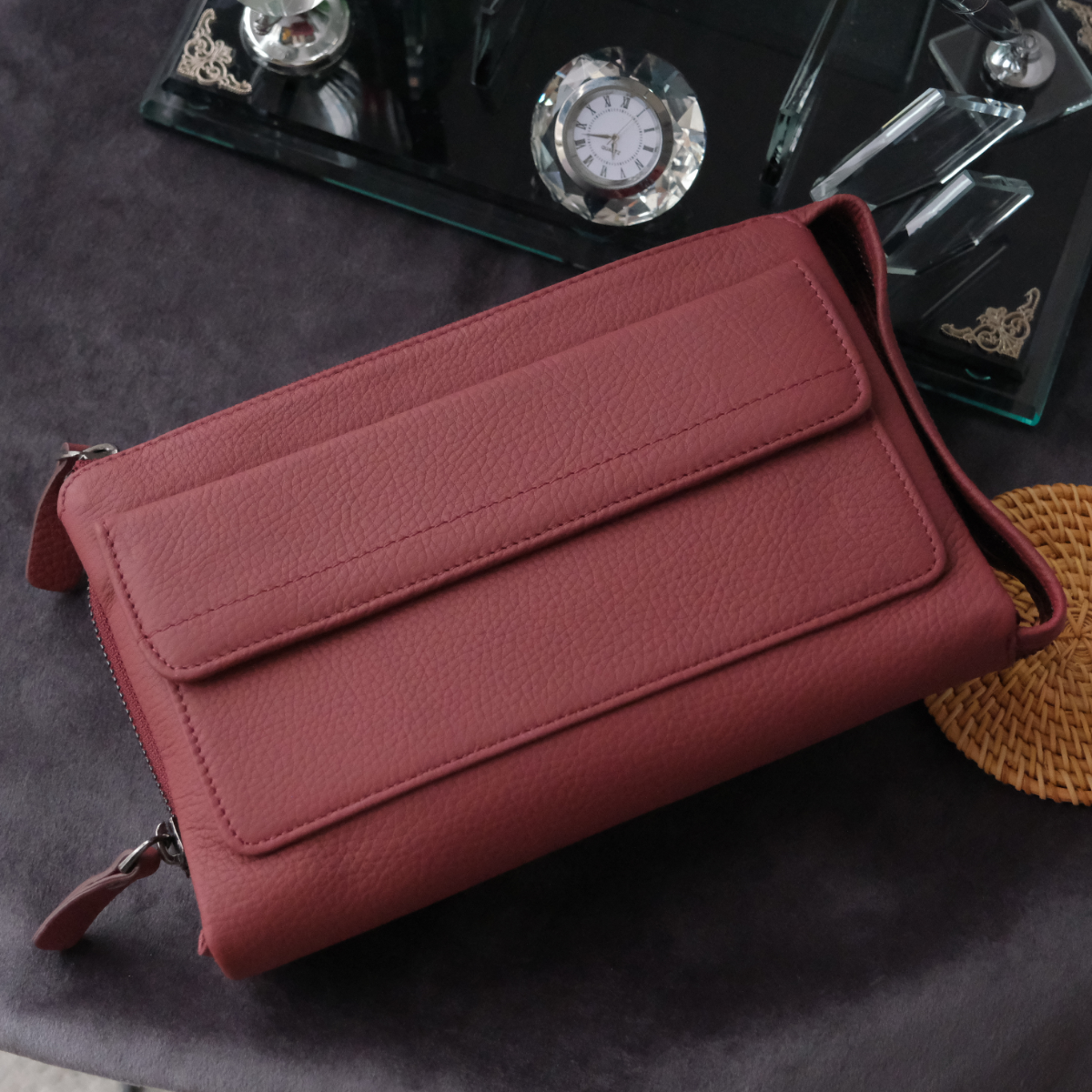 Hakiki Deri El Çantası Mürdüm