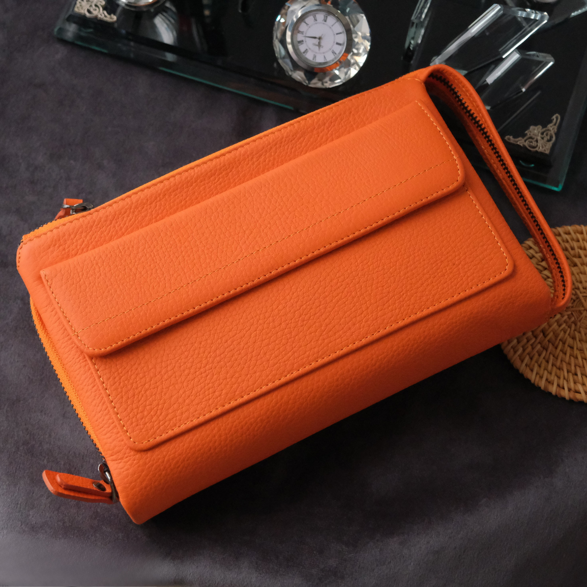 Hakiki Deri El Çantası Turuncu