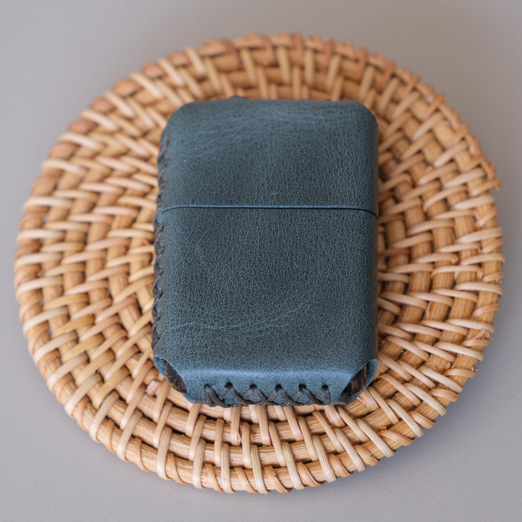 Deri El Yapımı Zippo Çakmak Kılıfı Yeşil