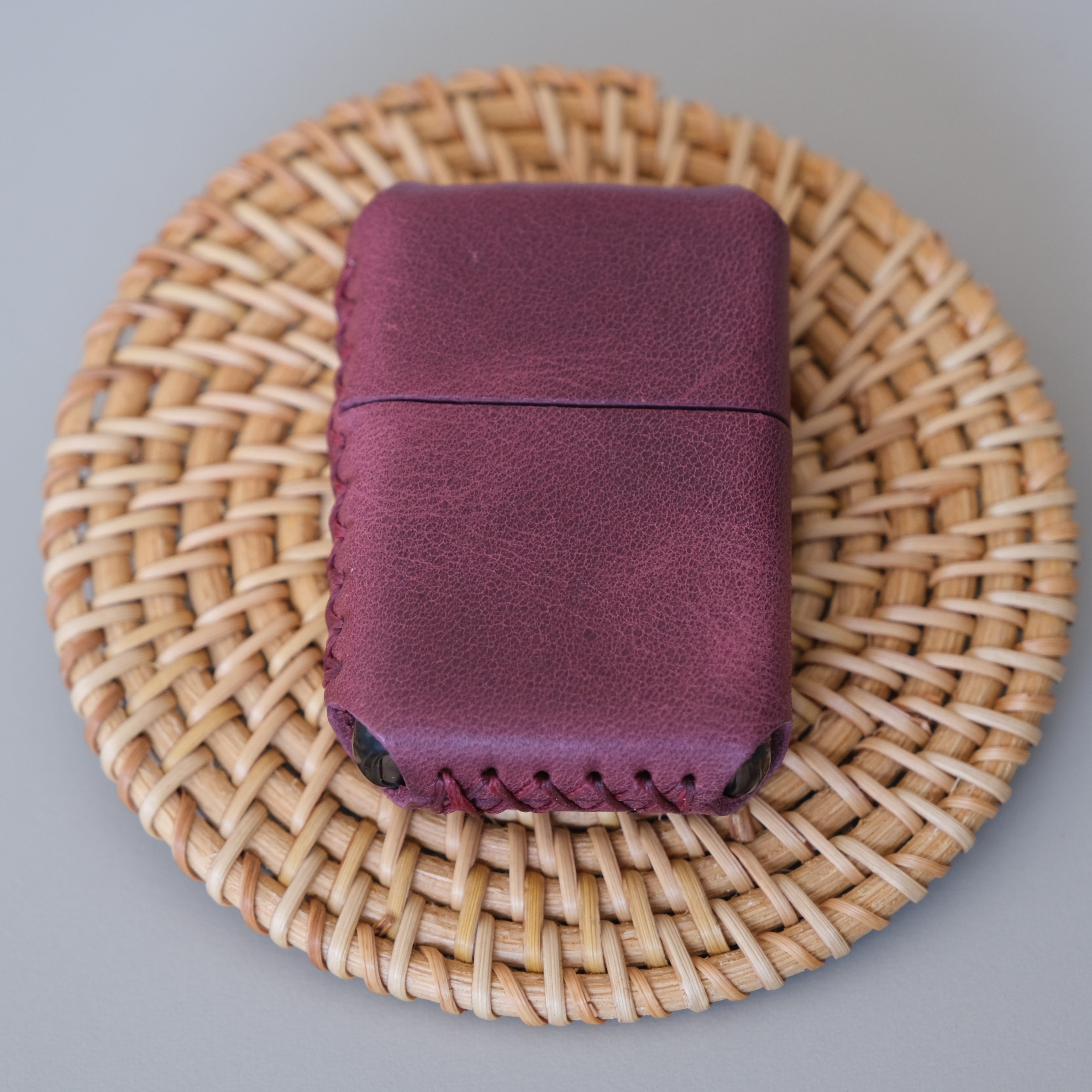 Deri El Yapımı Zippo Çakmak Kılıfı Tiana Mürdüm