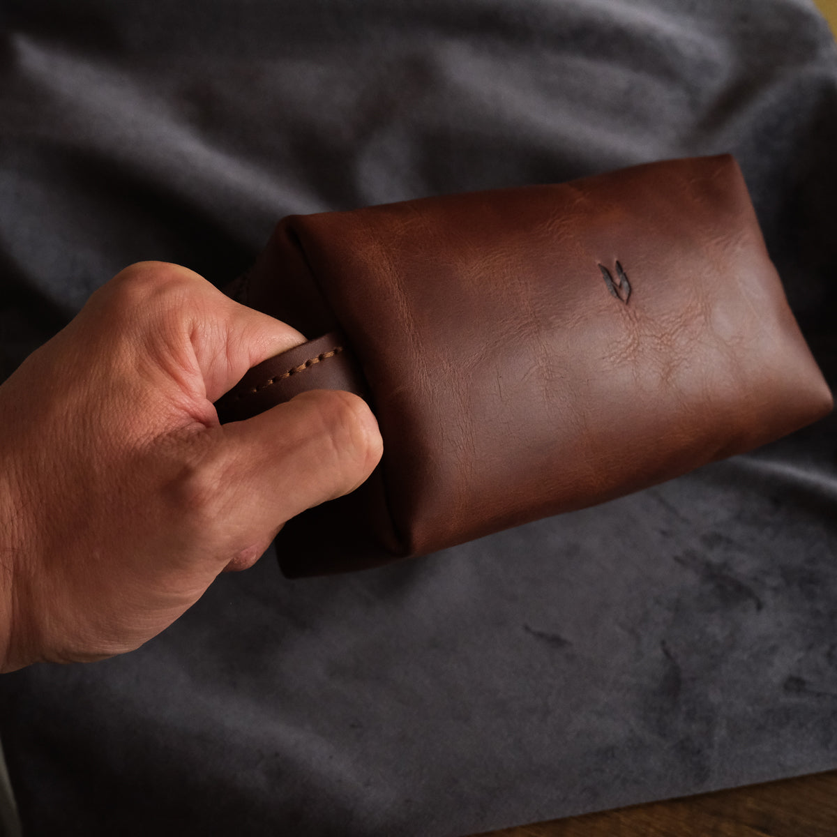 Hakiki Deri El & Makyaj Çantası