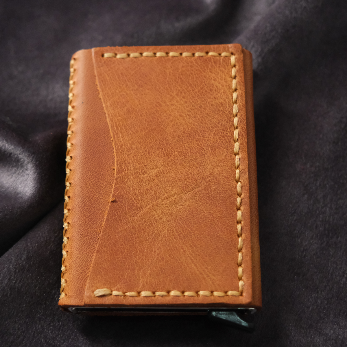 Hakiki Deri El Yapımı Mekanizmalı Kartlık