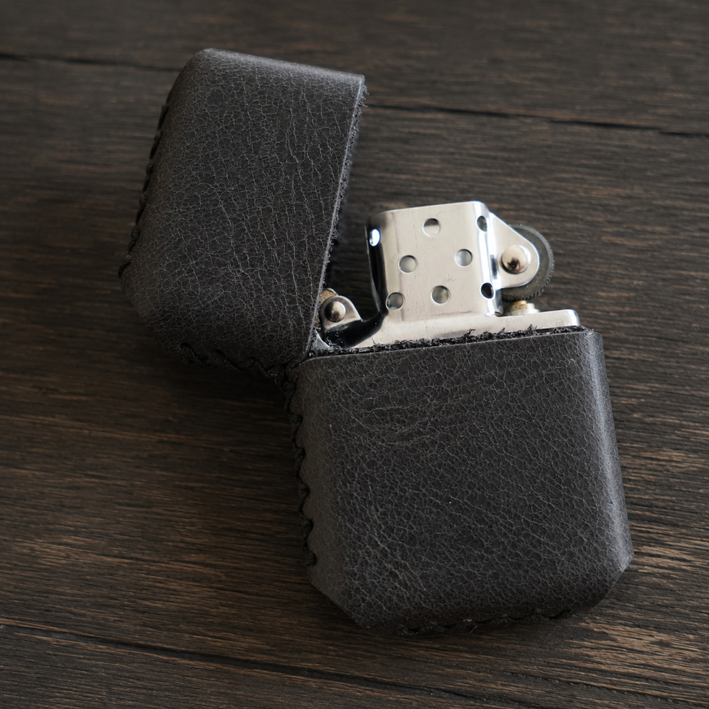 Deri El Yapımı Zippo Çakmak Kılıfı Siyah
