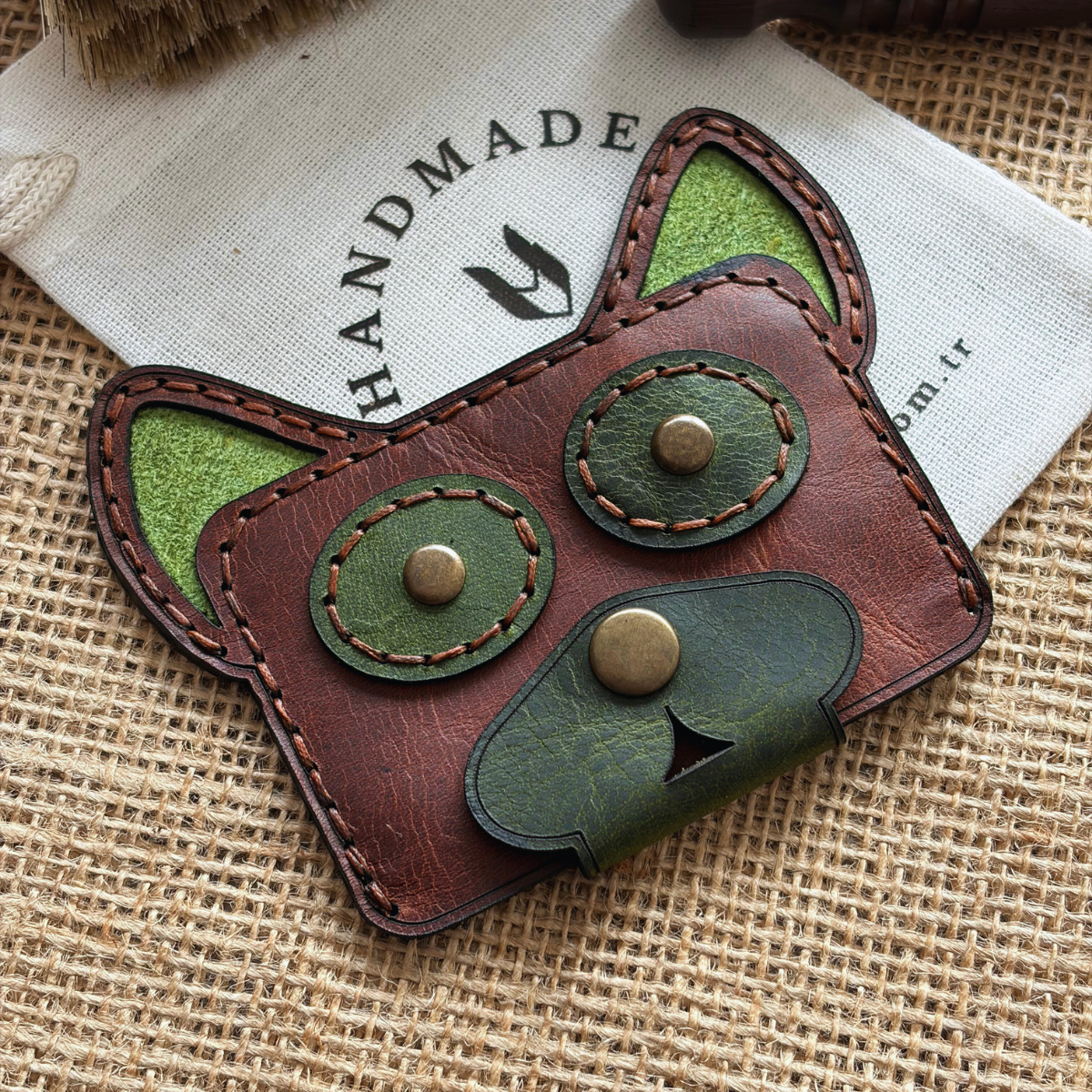 Kedi Model Çocuk Deri Cüzdan