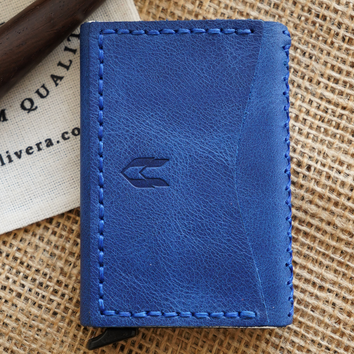 Hakiki Deri El Yapımı Mekanizmalı Kartlık