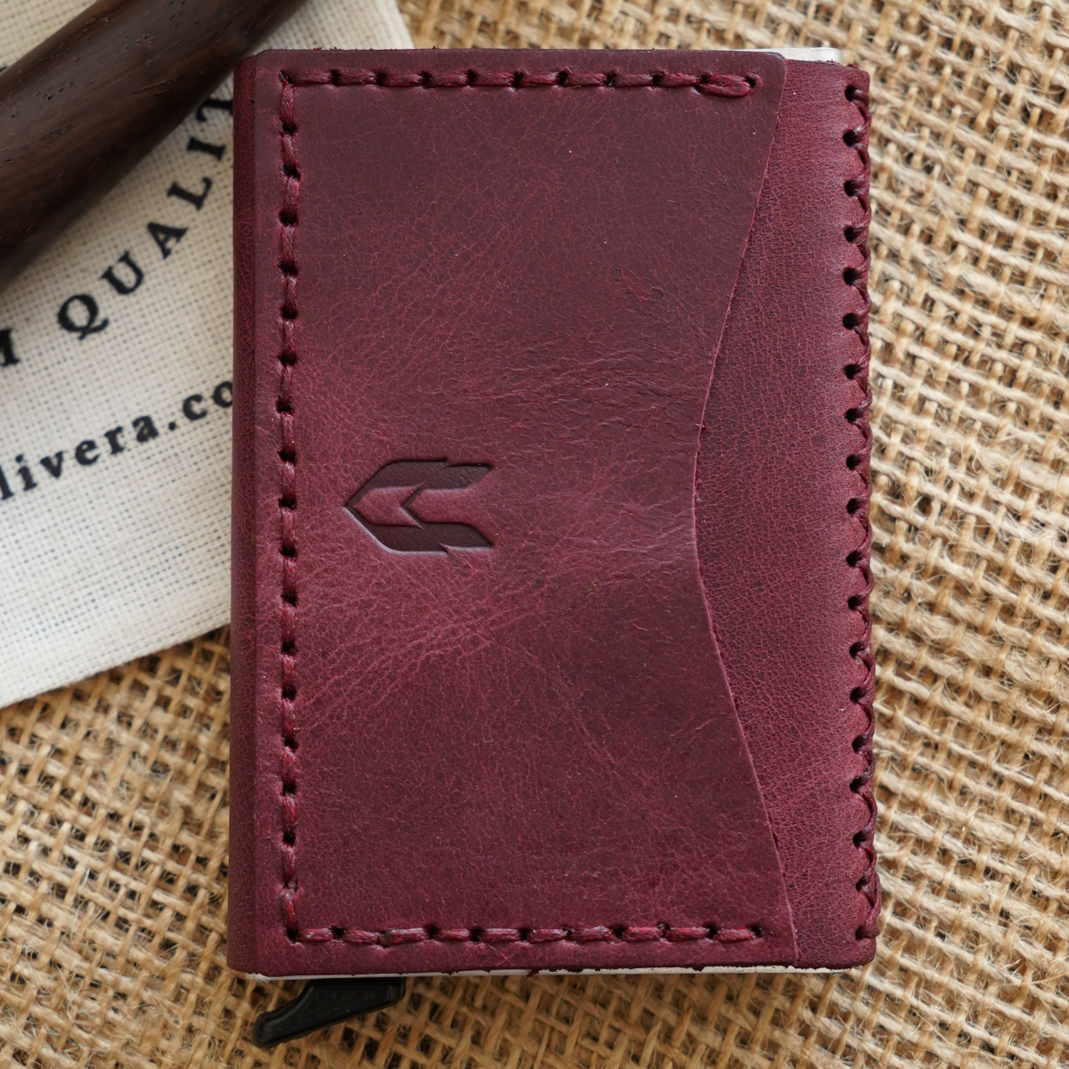 Hakiki Deri El Yapımı Mekanizmalı Kartlık