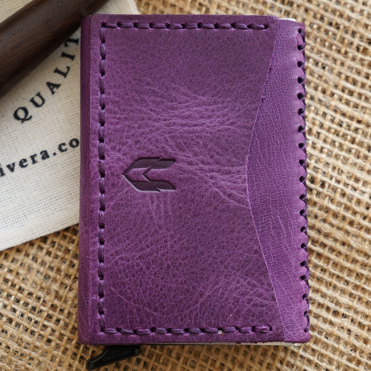 Hakiki Deri El Yapımı Mekanizmalı Kartlık