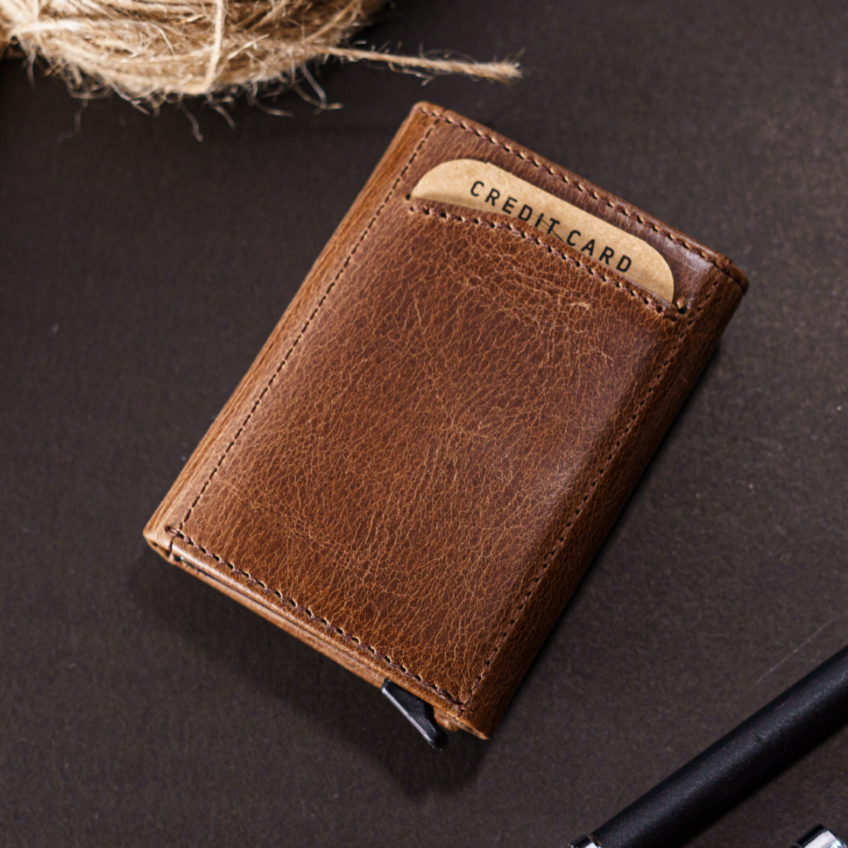 ZİNG Hakiki Deri Mekanizmalı Cüzdan Kartlık