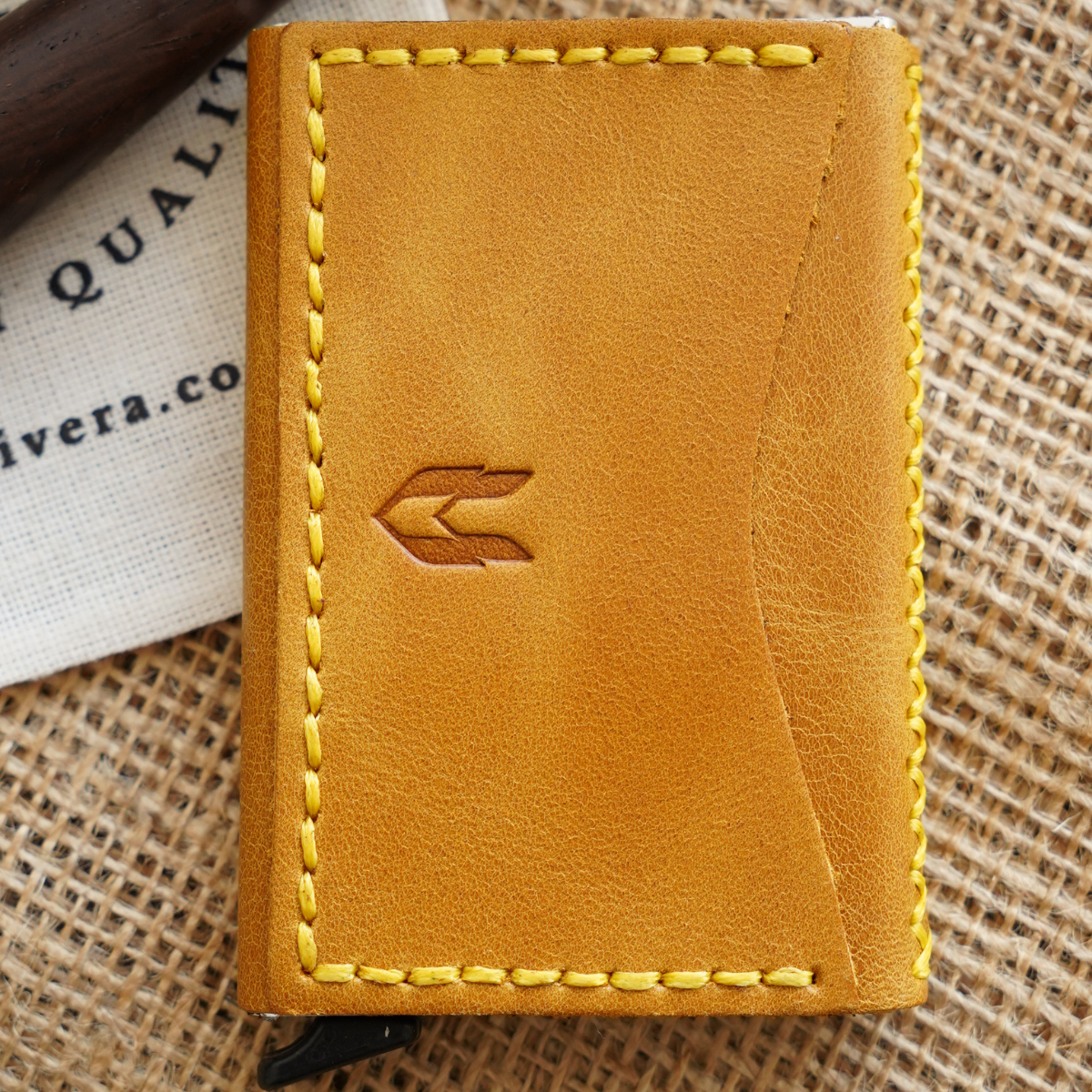 Hakiki Deri El Yapımı Mekanizmalı Kartlık