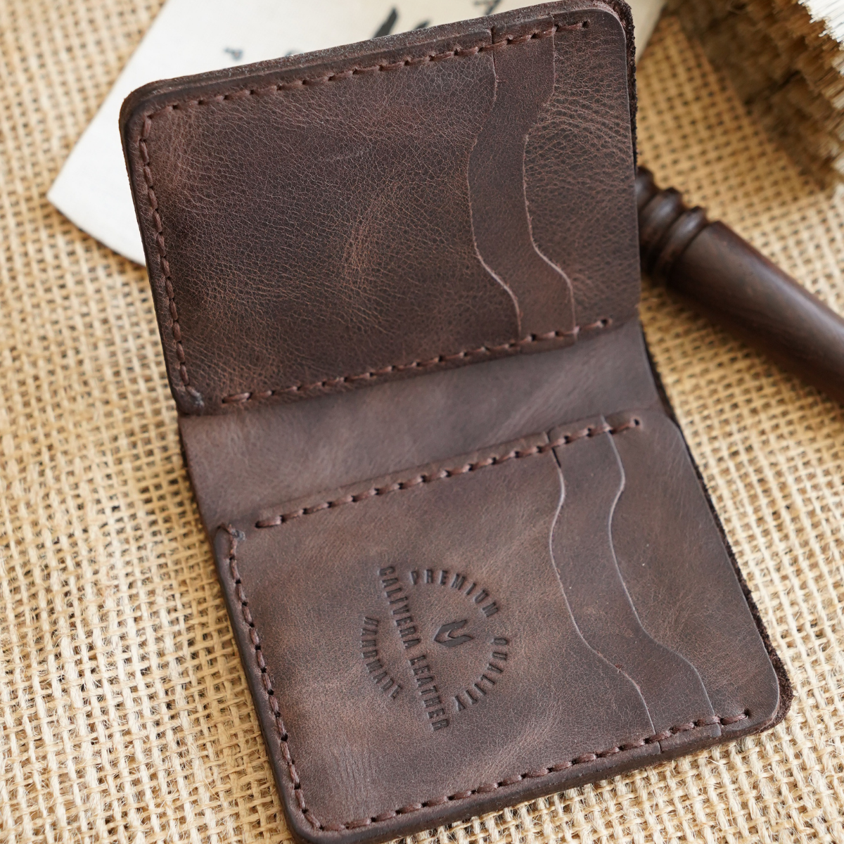 Ottoman El Yapımı Deri Cüzdan Dikey Kartlık