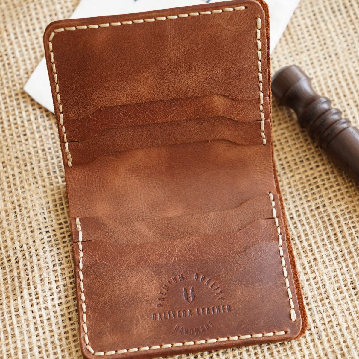 Ottoman El Yapımı Deri Cüzdan Yatay Kartlık