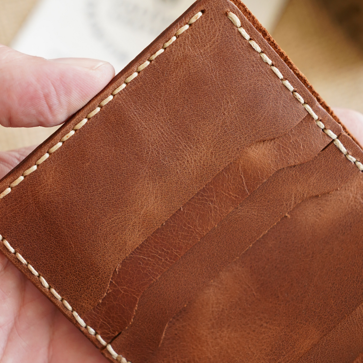 Ottoman El Yapımı Deri Cüzdan Yatay Kartlık