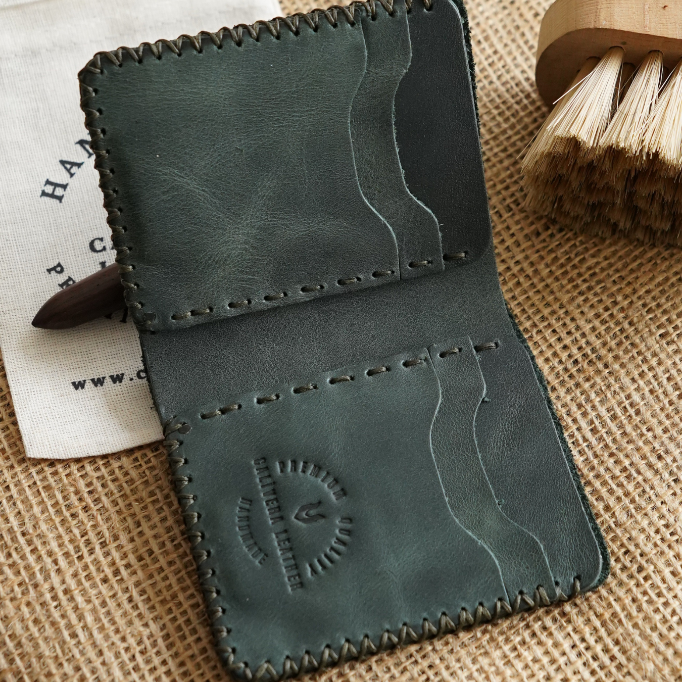 Ottoman El Yapımı Deri Cüzdan Beyzbol Dikiş