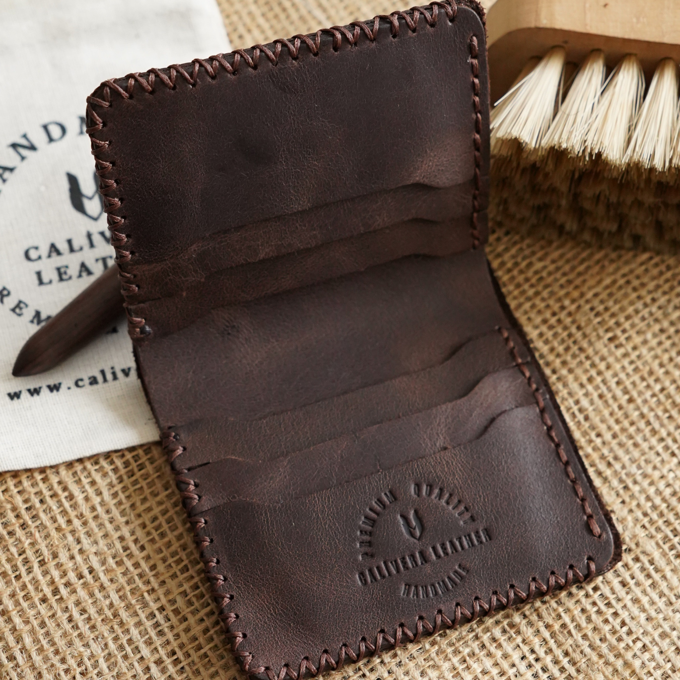 Ottoman El Yapımı Deri Cüzdan Beyzbol Dikiş