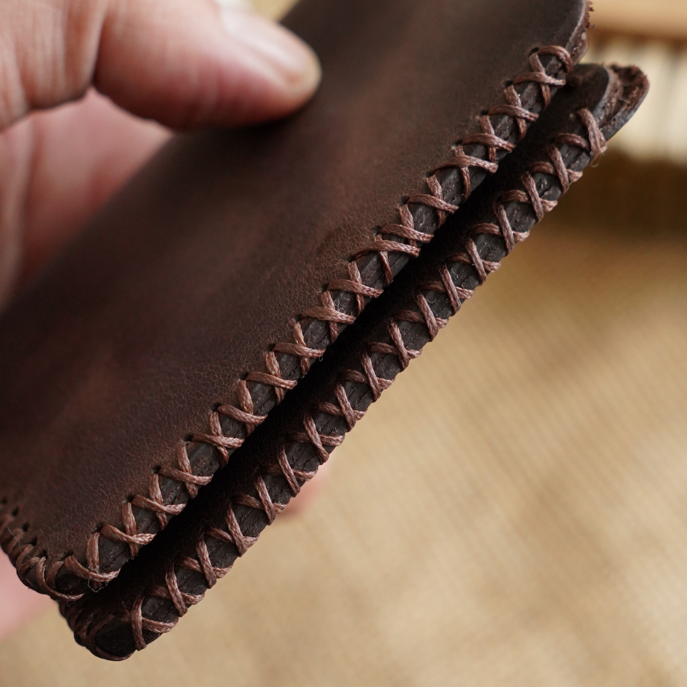 Ottoman El Yapımı Deri Cüzdan Beyzbol Dikiş