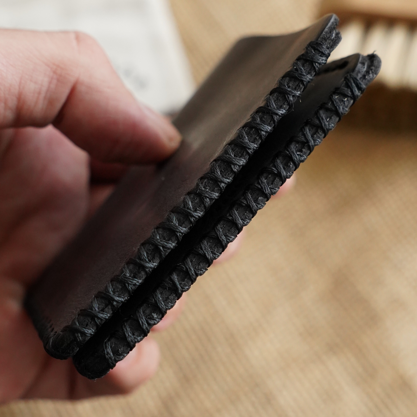 Ottoman El Yapımı Deri Cüzdan Beyzbol Dikiş