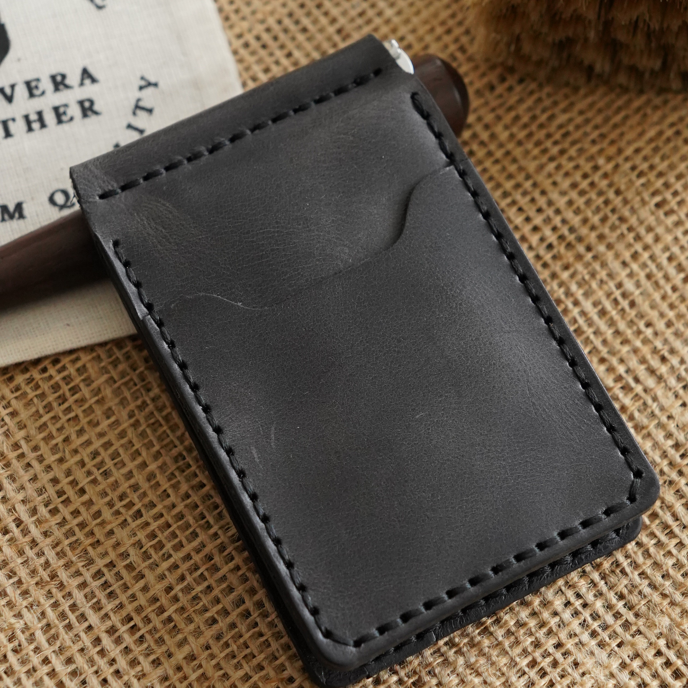 Klipsli El Yapımı Deri Cüzdan