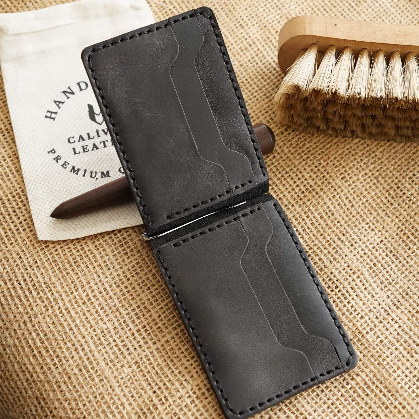 Klipsli El Yapımı Deri Cüzdan