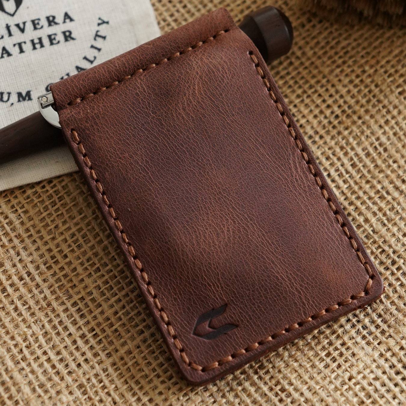 Klipsli El Yapımı Deri Cüzdan