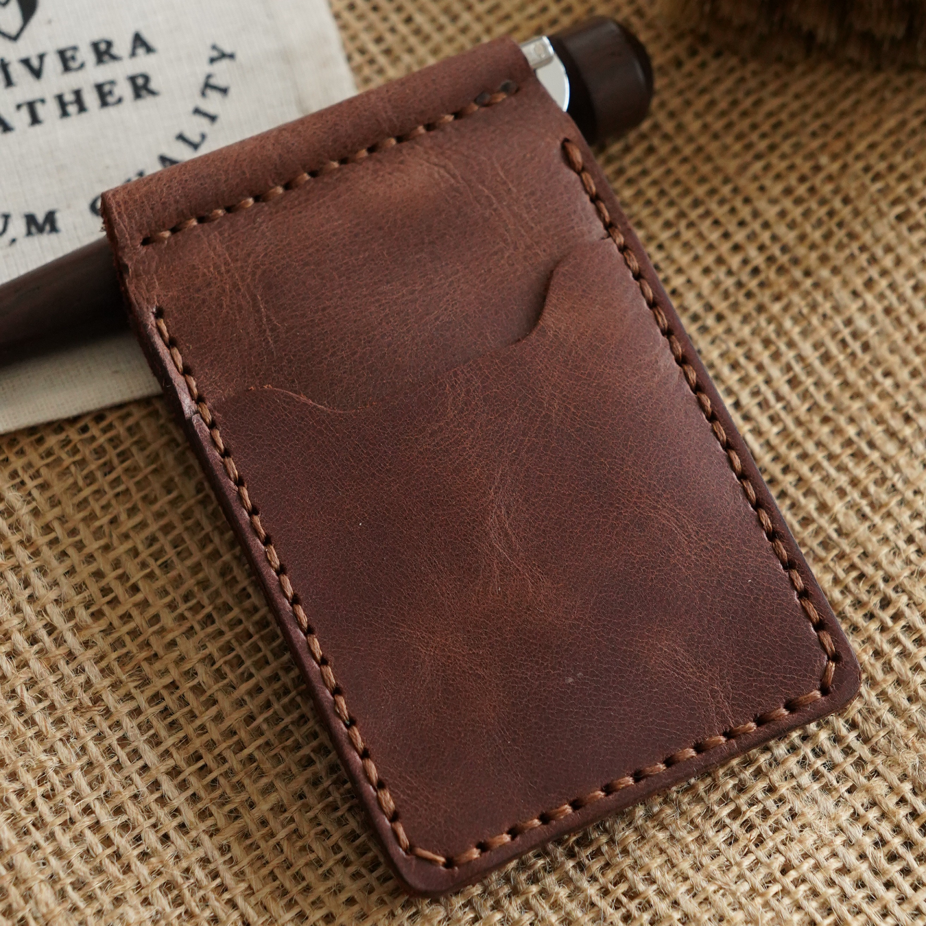 Klipsli El Yapımı Deri Cüzdan