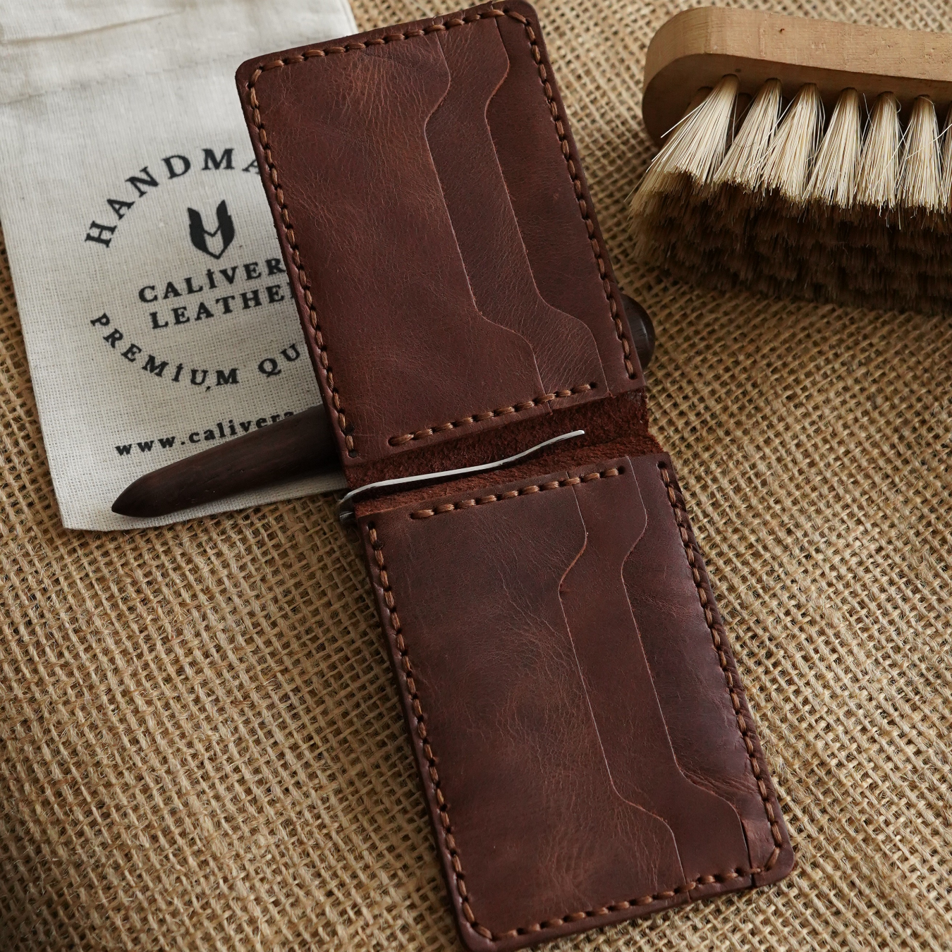 Klipsli El Yapımı Deri Cüzdan