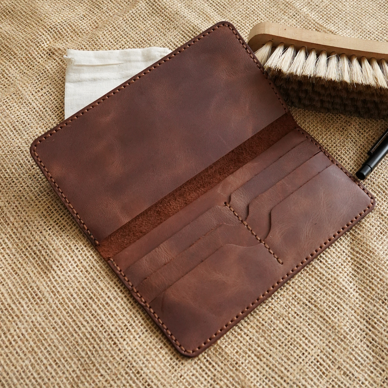 El Yapımı Deri Cüzdan & Telefon Bölmeli