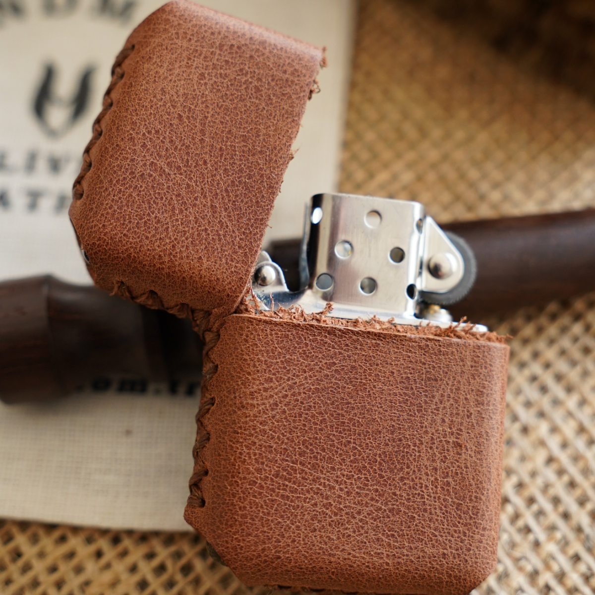 Deri El Yapımı Zippo Çakmak Kılıfı Tiana Taba